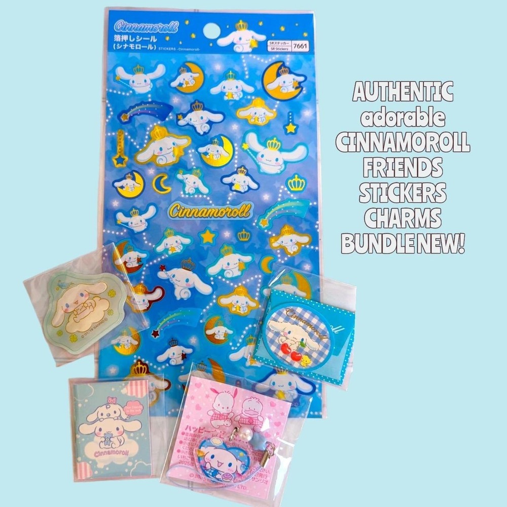 Adorable Y2K aesthetic Sanrio Cinnamoroll character stationery and charm lot NEW
